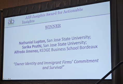 Projector screen with AIB Insights Award